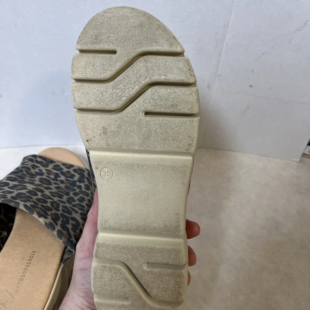 Anthropologie Platform Slides Cady Sport Animal Print Size 8
